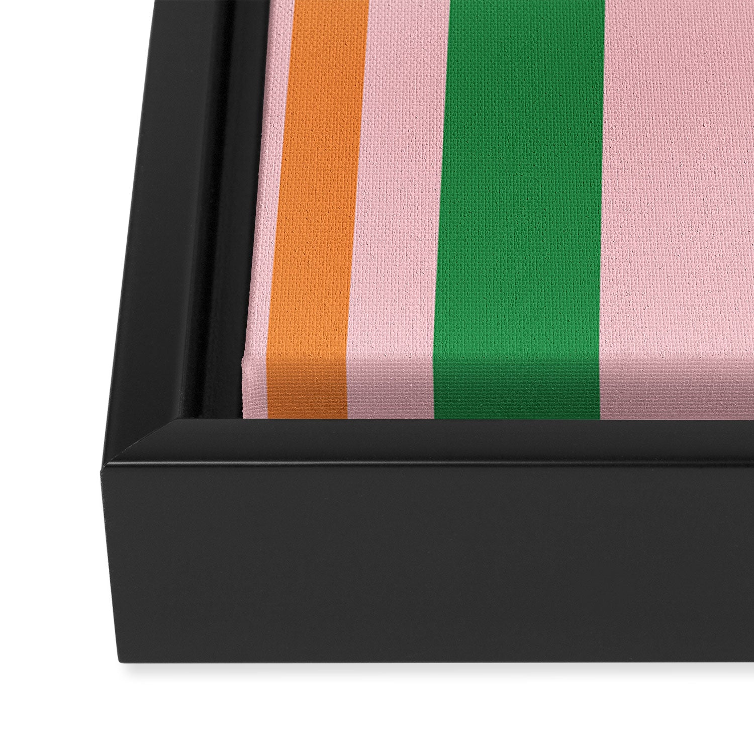 Striped Archway Bold Color Block Pattern in Pink, Green, and Orange Framed Canvas Print Gallery Image 3