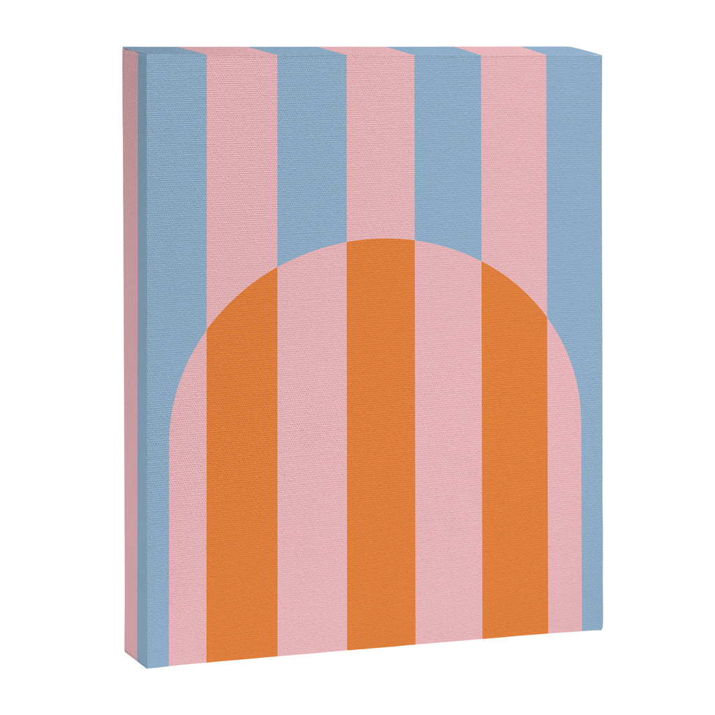 Striped Archway Bold Color Block Pattern in Pink, Orange, and Baby Blue Canvas Print Gallery Image 8