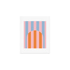 Striped Archway Bold Color Block Pattern in Pink, Orange, and Baby Blue Art Print Gallery Image 1