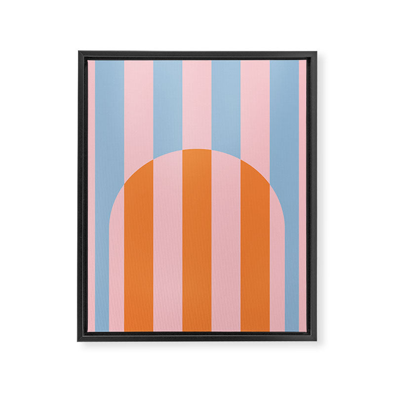 Striped Archway Bold Color Block Pattern in Pink, Orange, and Baby Blue Framed Canvas Print Gallery Image 8