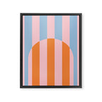 Striped Archway Bold Color Block Pattern in Pink, Orange, and Baby Blue Framed Canvas Print Gallery Image 8