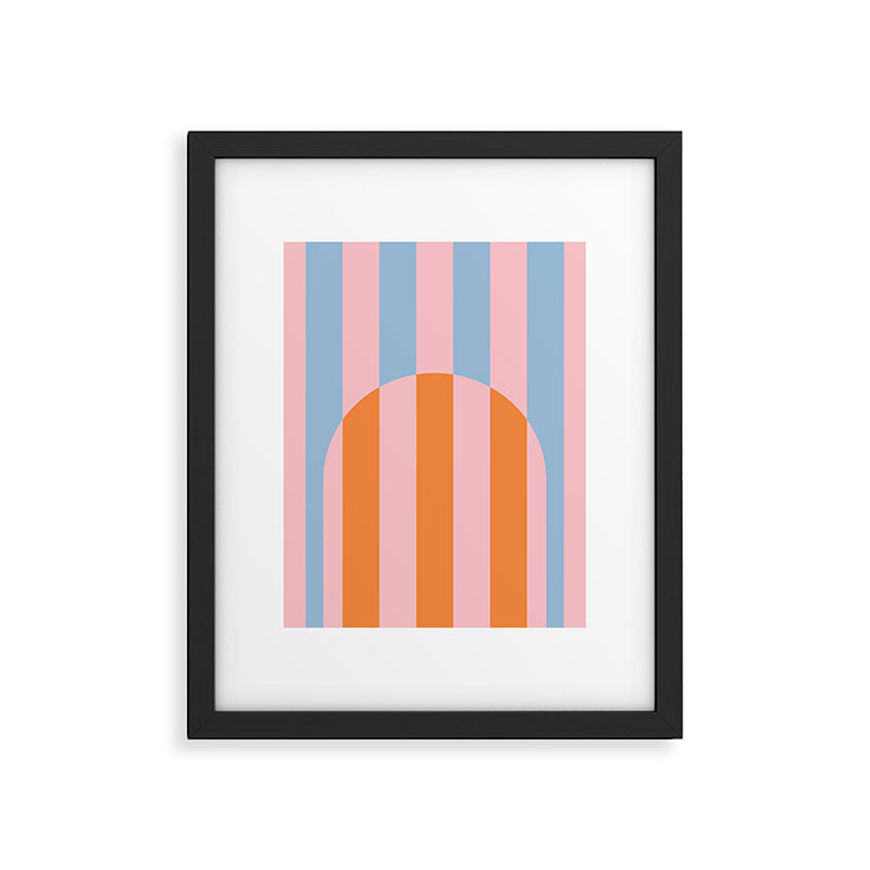Striped Archway Bold Color Block Pattern in Pink, Orange, and Baby Blue Framed Art Print Gallery Image 6