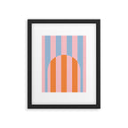 Striped Archway Bold Color Block Pattern in Pink, Orange, and Baby Blue Framed Art Print Gallery Image 6