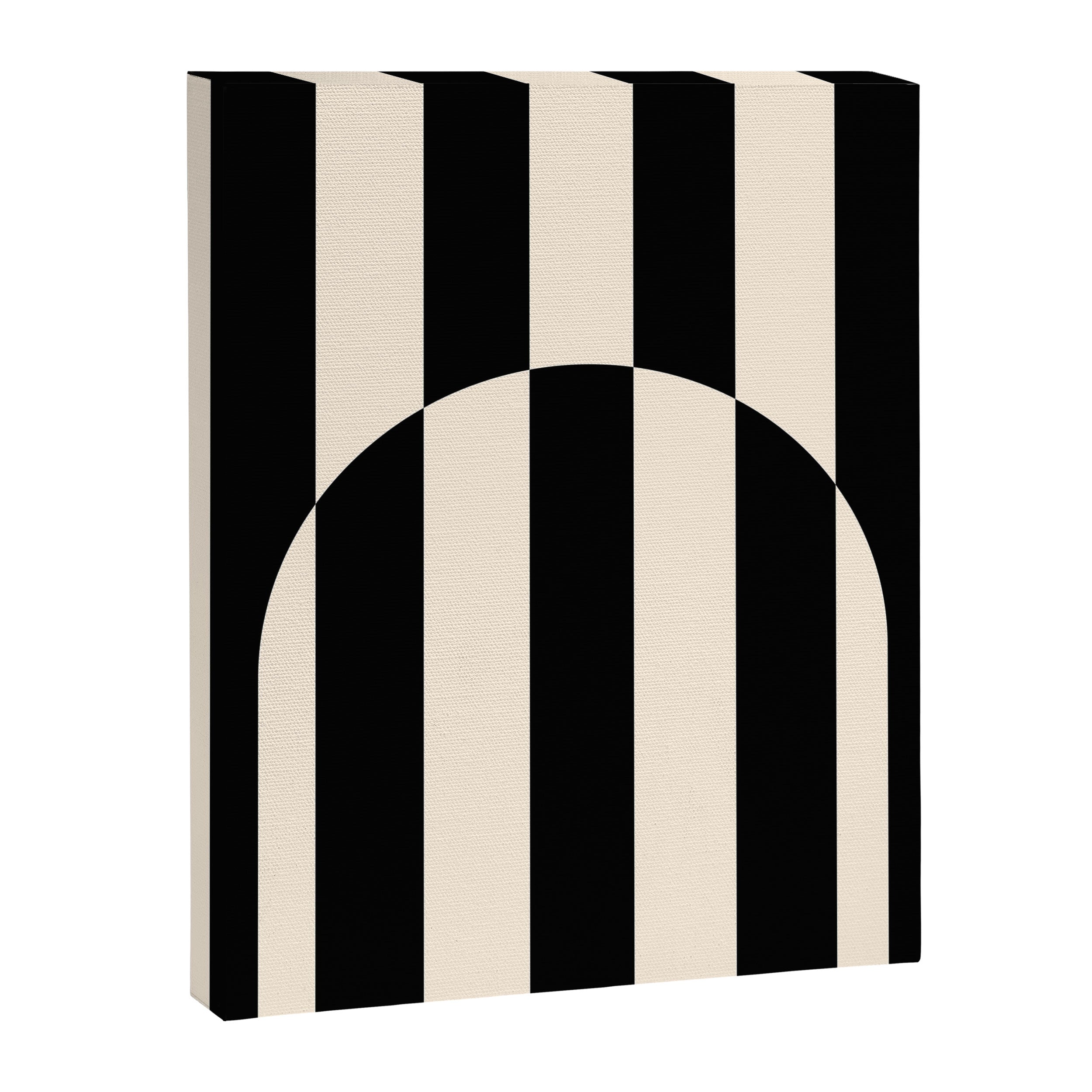 Striped Archway Pattern in Black and Almond Cream Canvas Print Gallery Image 8