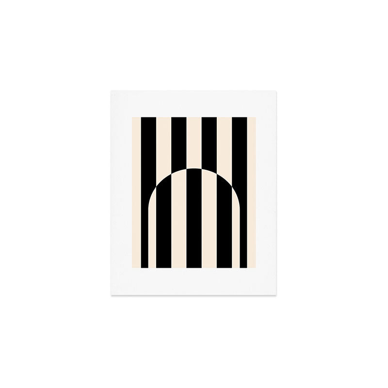 Striped Archway Pattern in Black and Almond Cream Art Print Gallery Image 1