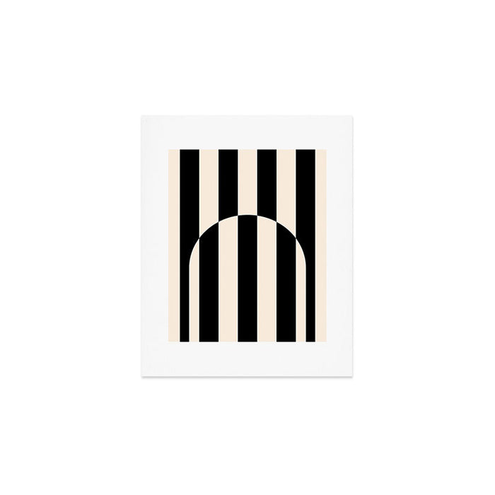 Striped Archway Pattern in Black and Almond Cream Art Print Gallery Image 1