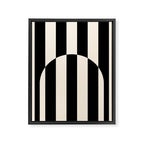 Striped Archway Pattern in Black and Almond Cream Framed Canvas Print Gallery Image 8