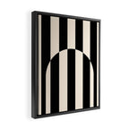 Striped Archway Pattern in Black and Almond Cream Framed Canvas Print Gallery Image 2