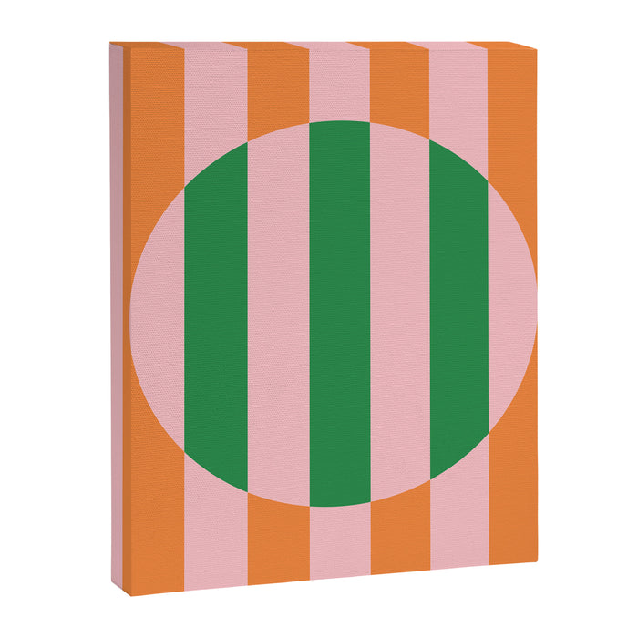 Striped Circle Bold Geometric Orange Pink Green Canvas Print Gallery Image 1