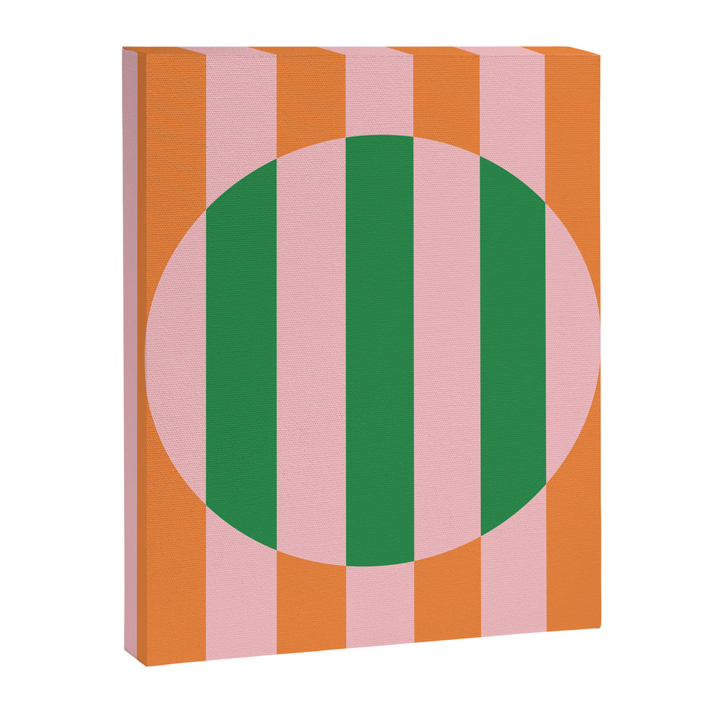 Striped Circle Bold Geometric Orange Pink Green Canvas Print Gallery Image 8