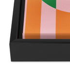 Striped Circle Bold Geometric Orange Pink Green Framed Canvas Print Gallery Image 3