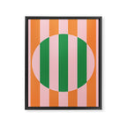 Striped Circle Bold Geometric Orange Pink Green Framed Canvas Print Gallery Image 8