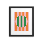 Striped Circle Bold Geometric Orange Pink Green Framed Art Print Gallery Image 6