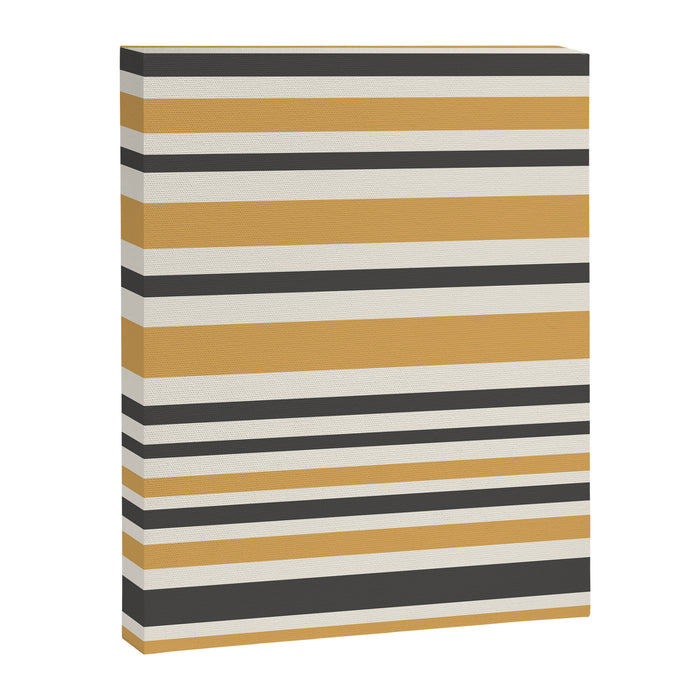 Striped Muted Gold and Charcoal Variable Stripe Retro Modern Pattern Canvas Print Gallery Image 1
