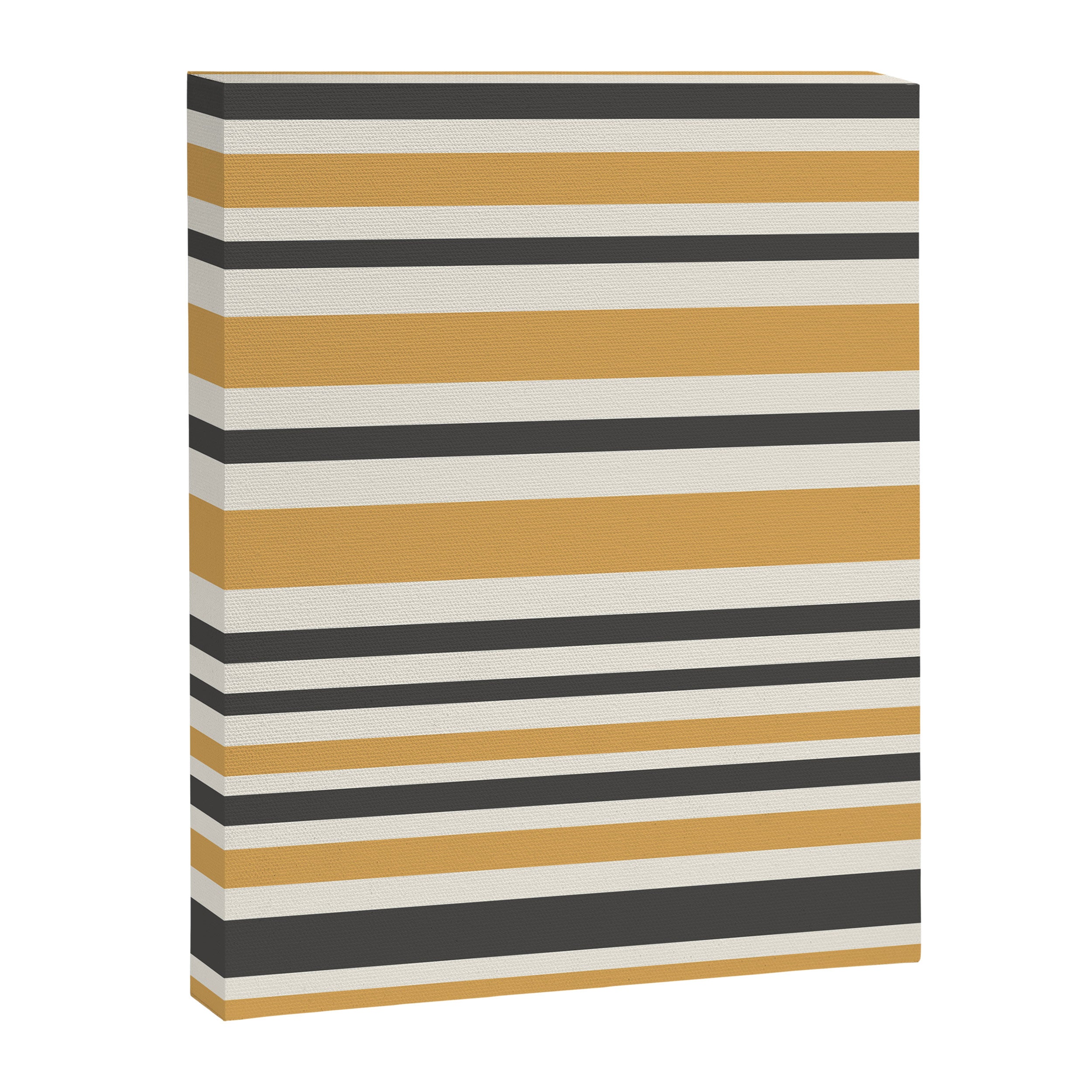 Striped Muted Gold and Charcoal Variable Stripe Retro Modern Pattern Canvas Print Gallery Image 8