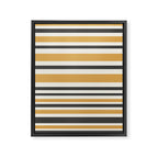 Striped Muted Gold and Charcoal Variable Stripe Retro Modern Pattern Framed Canvas Print Gallery Image 8