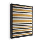 Striped Muted Gold and Charcoal Variable Stripe Retro Modern Pattern Framed Canvas Print Gallery Image 2
