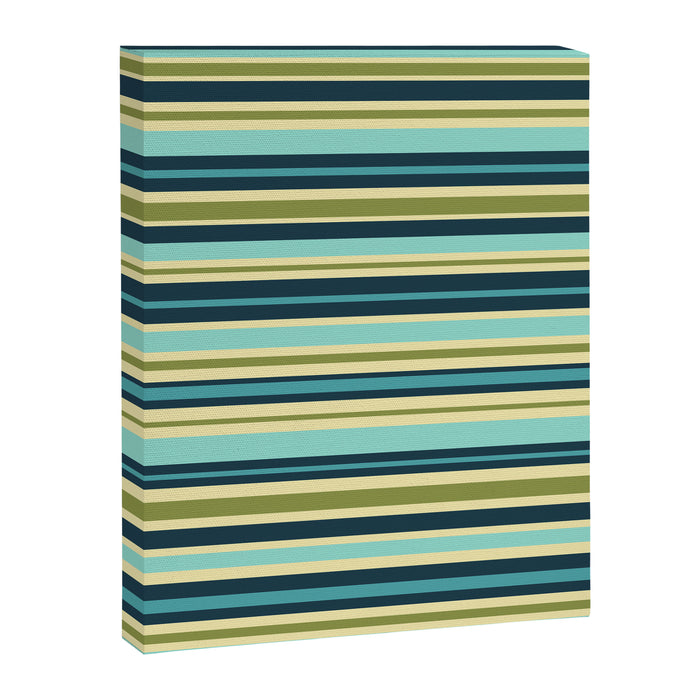 Stripes in Blue Aqua Olive Vanilla Canvas Print Gallery Image 1