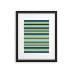 Stripes in Blue Aqua Olive Vanilla Framed Art Print Gallery Image 6