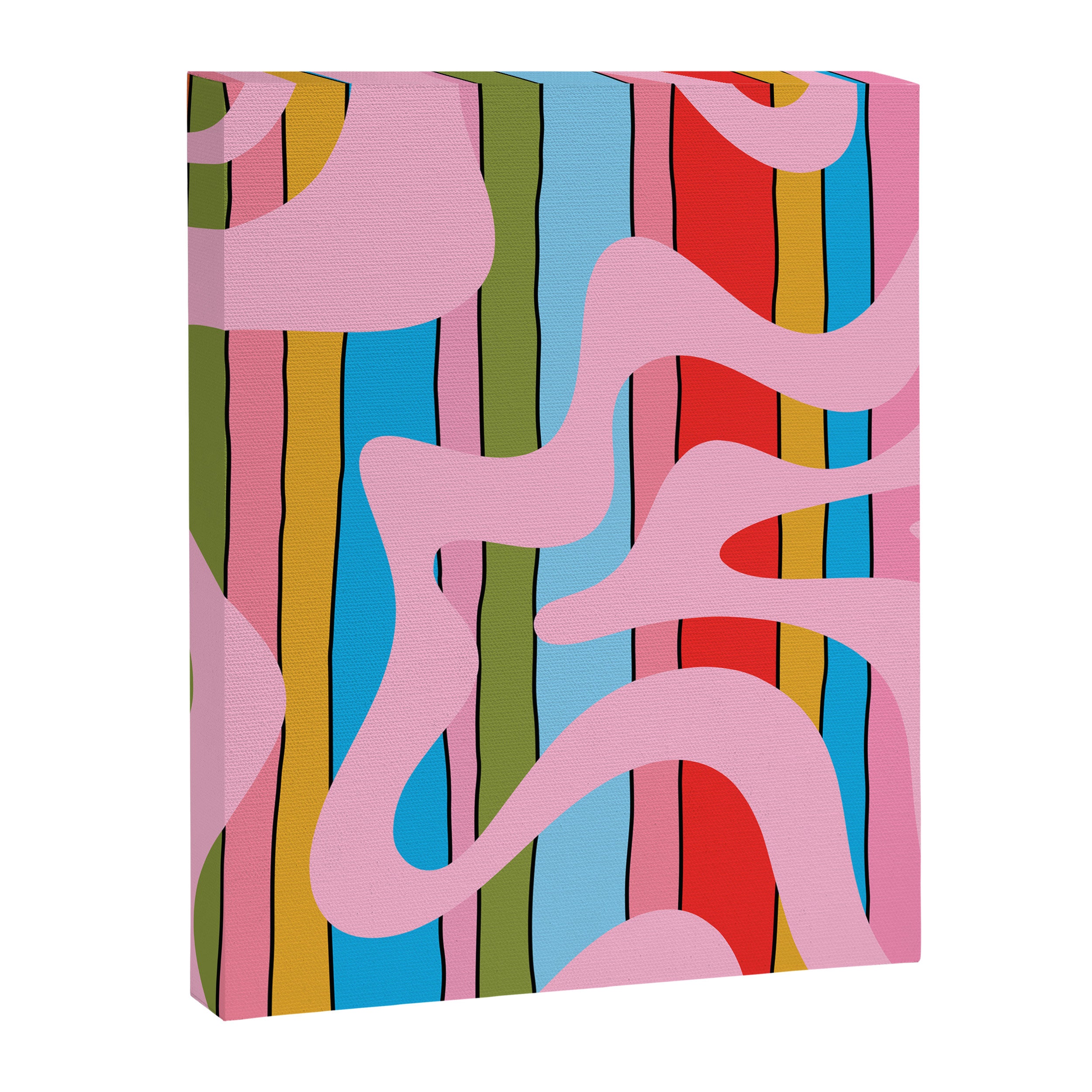 Stripey Swirl Colorful Pop Pattern with Pink  Canvas Print Gallery Image 8