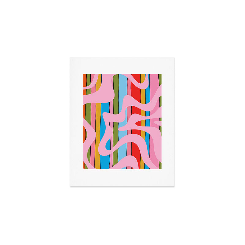 Stripey Swirl Colorful Pop Pattern with Pink  Art Print Gallery Image 1