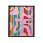 Stripey Swirl Colorful Pop Pattern with Pink  Framed Canvas Print Gallery Image 8