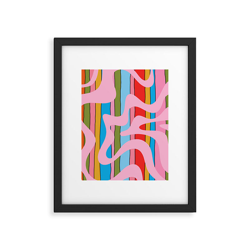 Stripey Swirl Colorful Pop Pattern with Pink  Framed Art Print Gallery Image 6