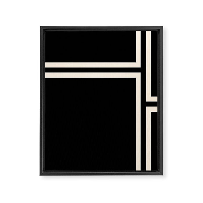 Strong Deco - Geometric Minimalism in Almond Cream and Black Framed Canvas Print Gallery Image 1