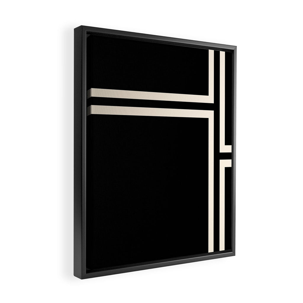 Strong Deco - Geometric Minimalism in Almond Cream and Black Framed Canvas Print Gallery Image 2