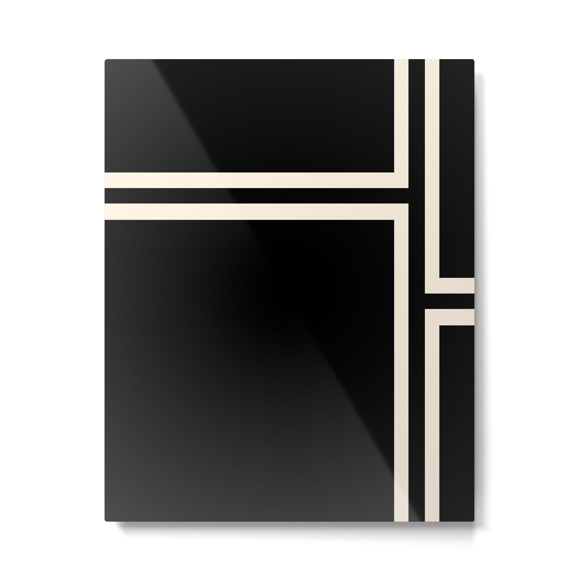 Strong Deco - Geometric Minimalism in Almond Cream and Black Metal Print Gallery Image 6