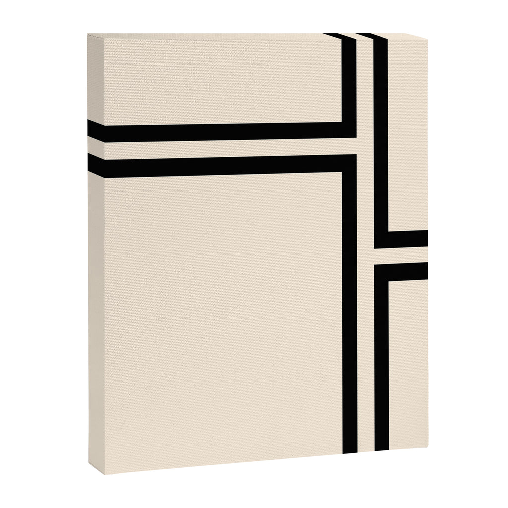 Strong Deco - Minimalist Geometric Design in Black and Almond Cream Canvas Print Gallery Image 8