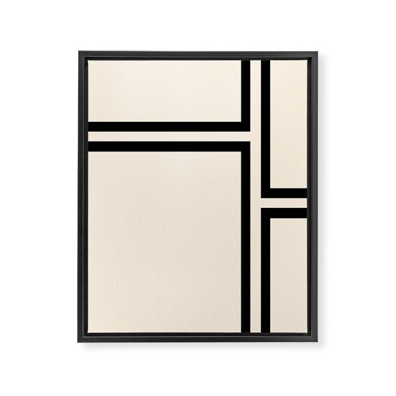 Strong Deco - Minimalist Geometric Design in Black and Almond Cream Framed Canvas Print Gallery Image 8