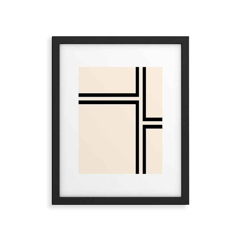 Strong Deco - Minimalist Geometric Design in Black and Almond Cream Framed Art Print Gallery Image 6