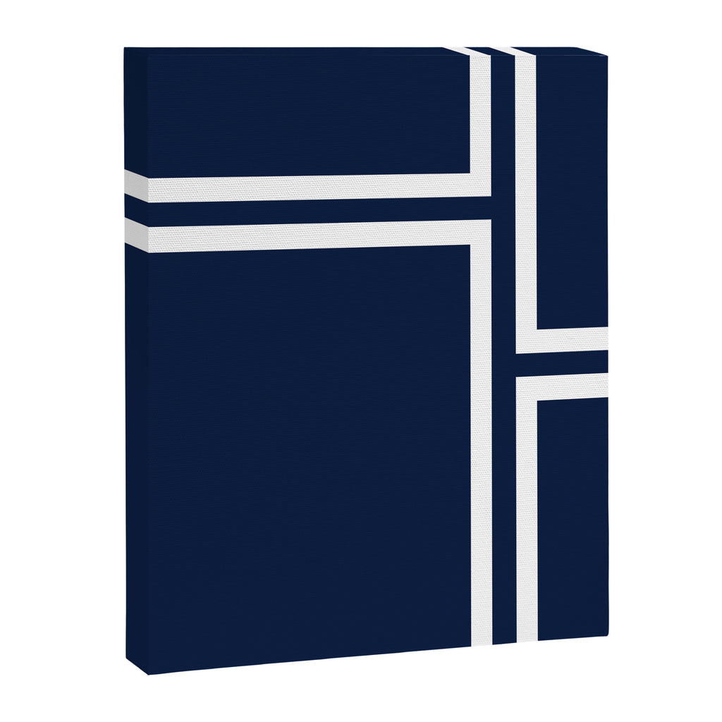 Strong Deco - Minimalist Geometric Pattern in White and Nautical Navy Blue Canvas Print Gallery Image 8