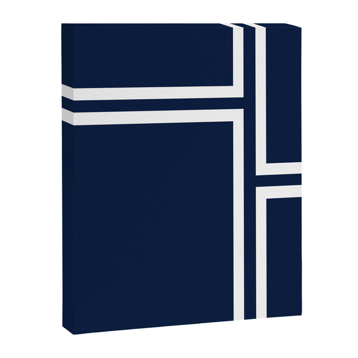 Strong Deco - Minimalist Geometric Pattern in White and Nautical Navy Blue Canvas Print Gallery Image 1