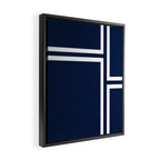 Strong Deco - Minimalist Geometric Pattern in White and Nautical Navy Blue Framed Canvas Print Gallery Image 2