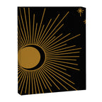 Subtle Sun Moon Stars in Black and Ochre Canvas Print Gallery Image 8