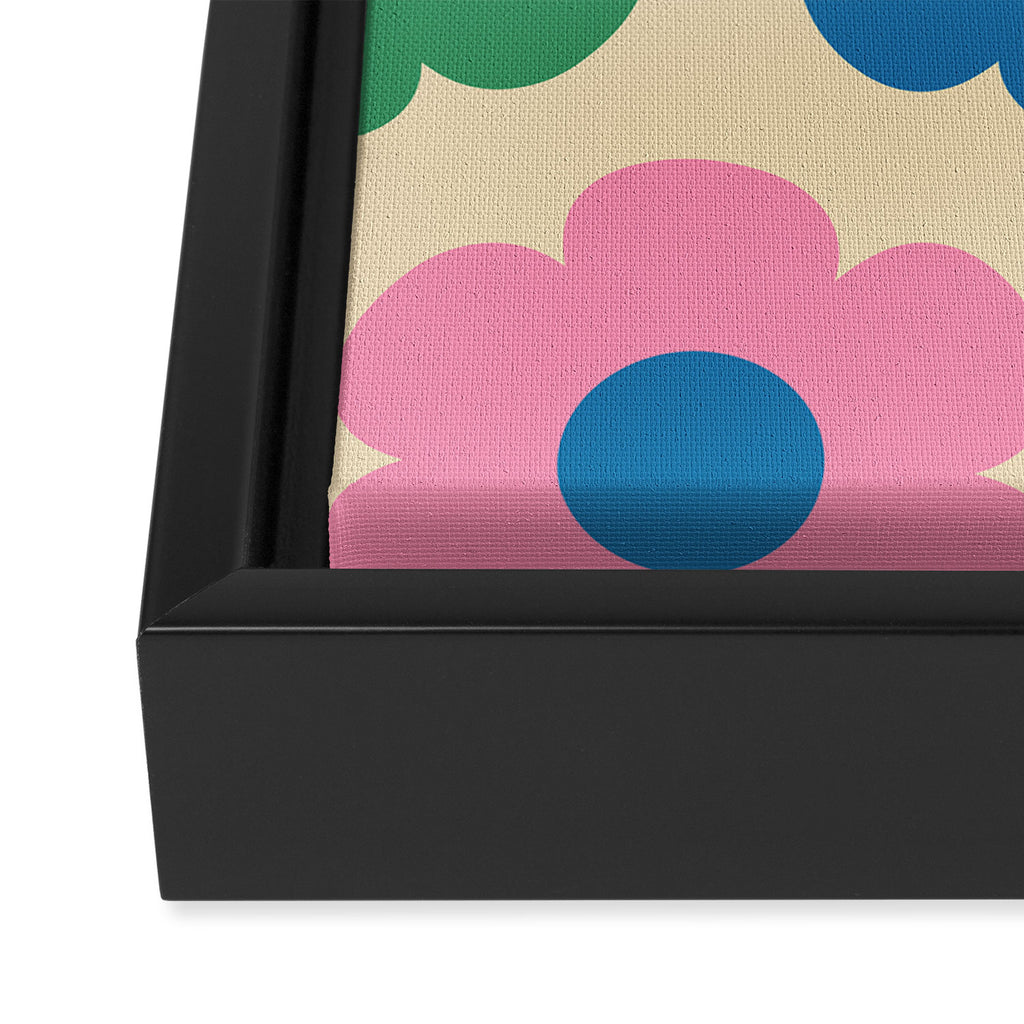 Such Cute Flowers Colorful Retro Pop Floral Pattern Framed Canvas Print Gallery Image 3