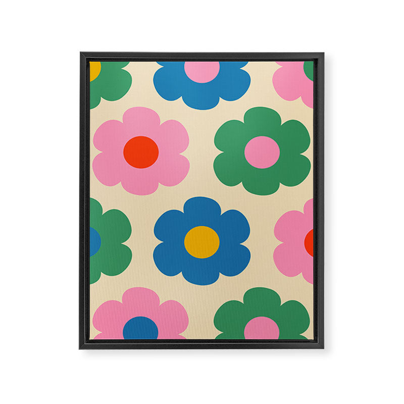 Such Cute Flowers Colorful Retro Pop Floral Pattern Framed Canvas Print Gallery Image 8