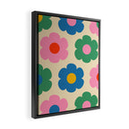 Such Cute Flowers Colorful Retro Pop Floral Pattern Framed Canvas Print Gallery Image 2