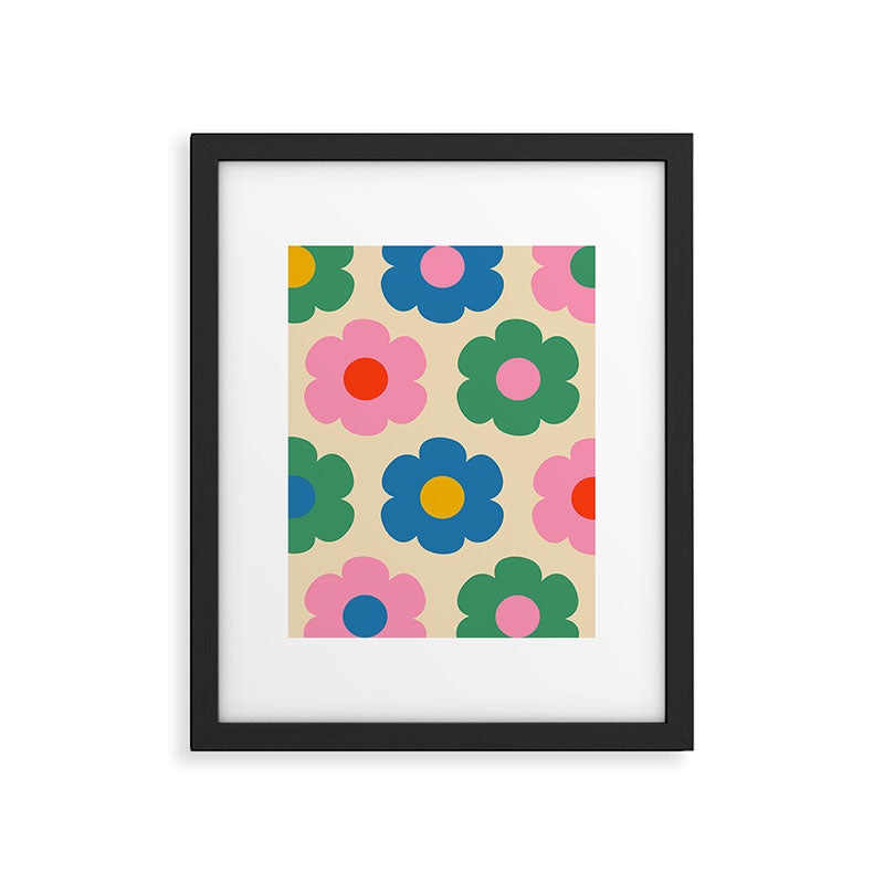 Such Cute Flowers Colorful Retro Pop Floral Pattern Framed Art Print Gallery Image 6