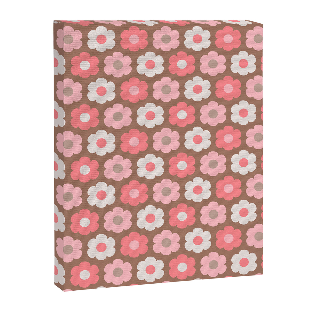 Such Cute Flowers Pink and Mocha Brown Small Pattern Canvas Print Gallery Image 6