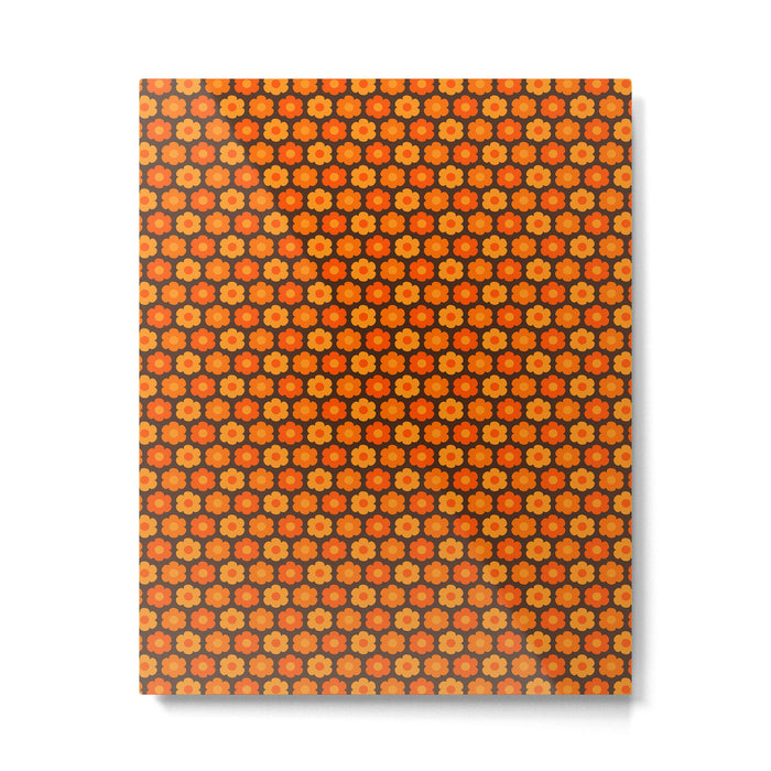 Such Cute Flowers Retro Floral Geo Honeycomb Pattern in 70s Orange and Brown Metal Print Gallery Image 1