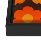 Such Cute Flowers Retro Floral Pattern in 70s Brown and Orange Framed Canvas Print Gallery Image 3