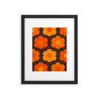 Such Cute Flowers Retro Floral Pattern in 70s Brown and Orange Framed Art Print Gallery Image 6