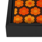 Such Cute Flowers Retro Floral Pattern in 70s Orange and Brown  Framed Canvas Print Gallery Image 3