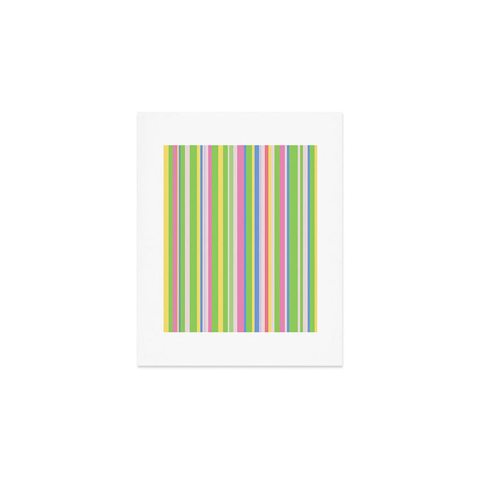 Summer Stripes Lime Green Multicolor Pattern Art Print Gallery Image 1