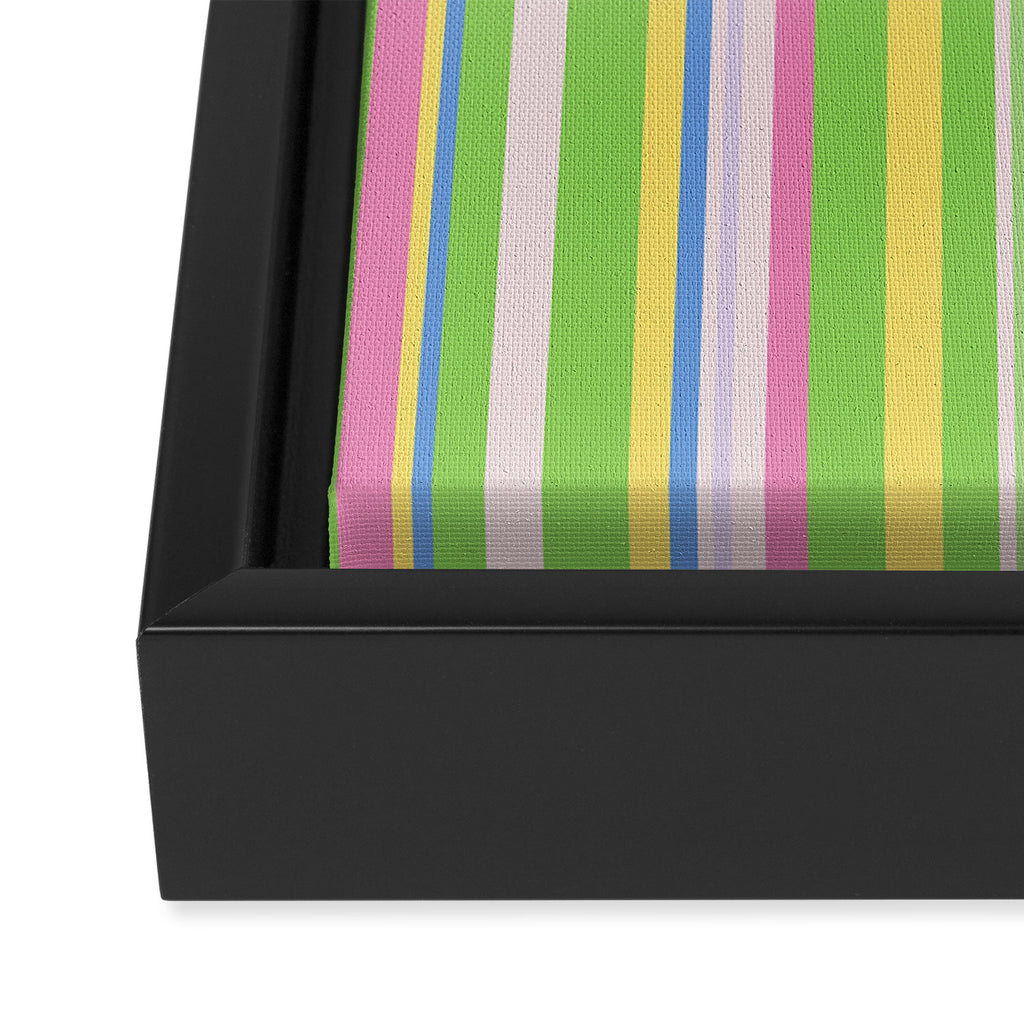 Summer Stripes Lime Green Multicolor Pattern Framed Canvas Print Gallery Image 3