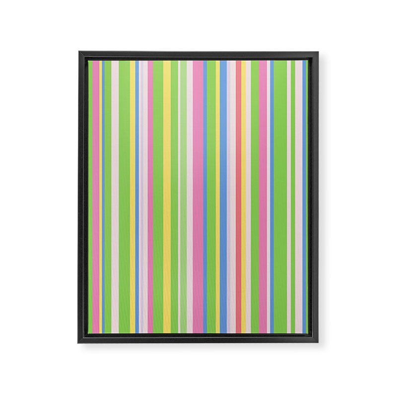 Summer Stripes Lime Green Multicolor Pattern Framed Canvas Print Gallery Image 6