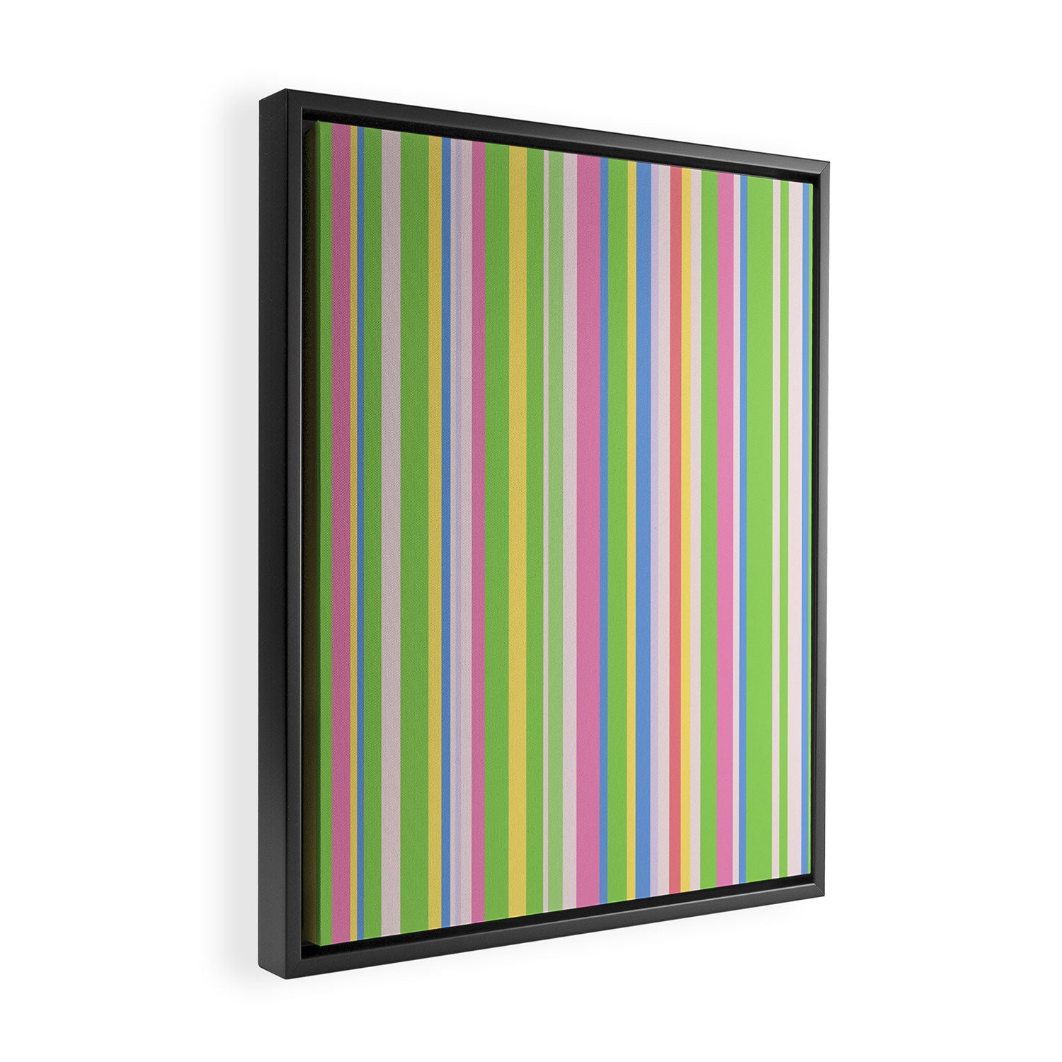 Summer Stripes Lime Green Multicolor Pattern Framed Canvas Print Gallery Image 2